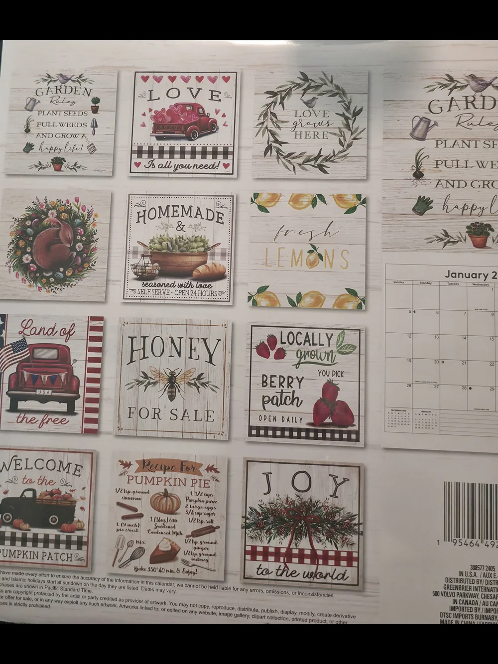 Farmer's Market 2025 Wall Calendar - Neutral Bee Design